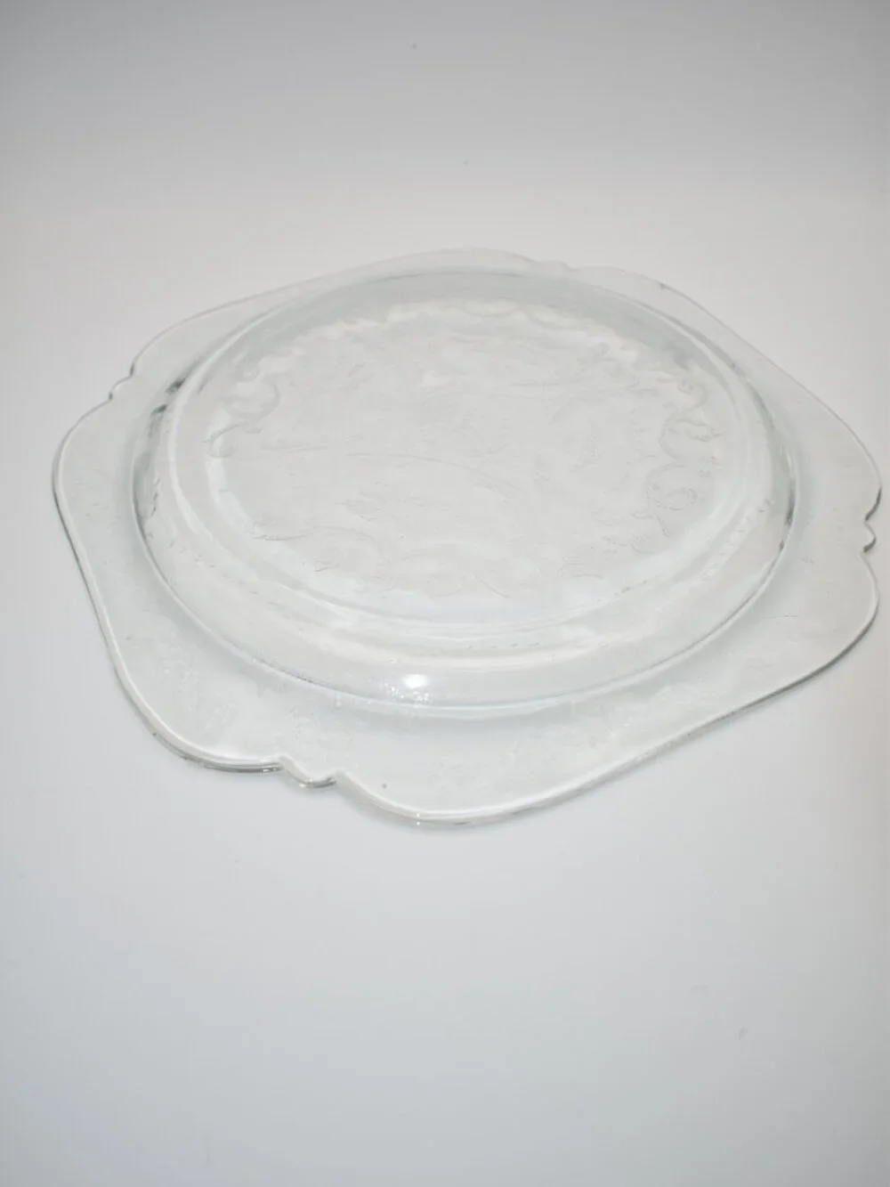 Vintage Indiana Glass Company Clear Dinner Plates Floral Scroll (4 Available)